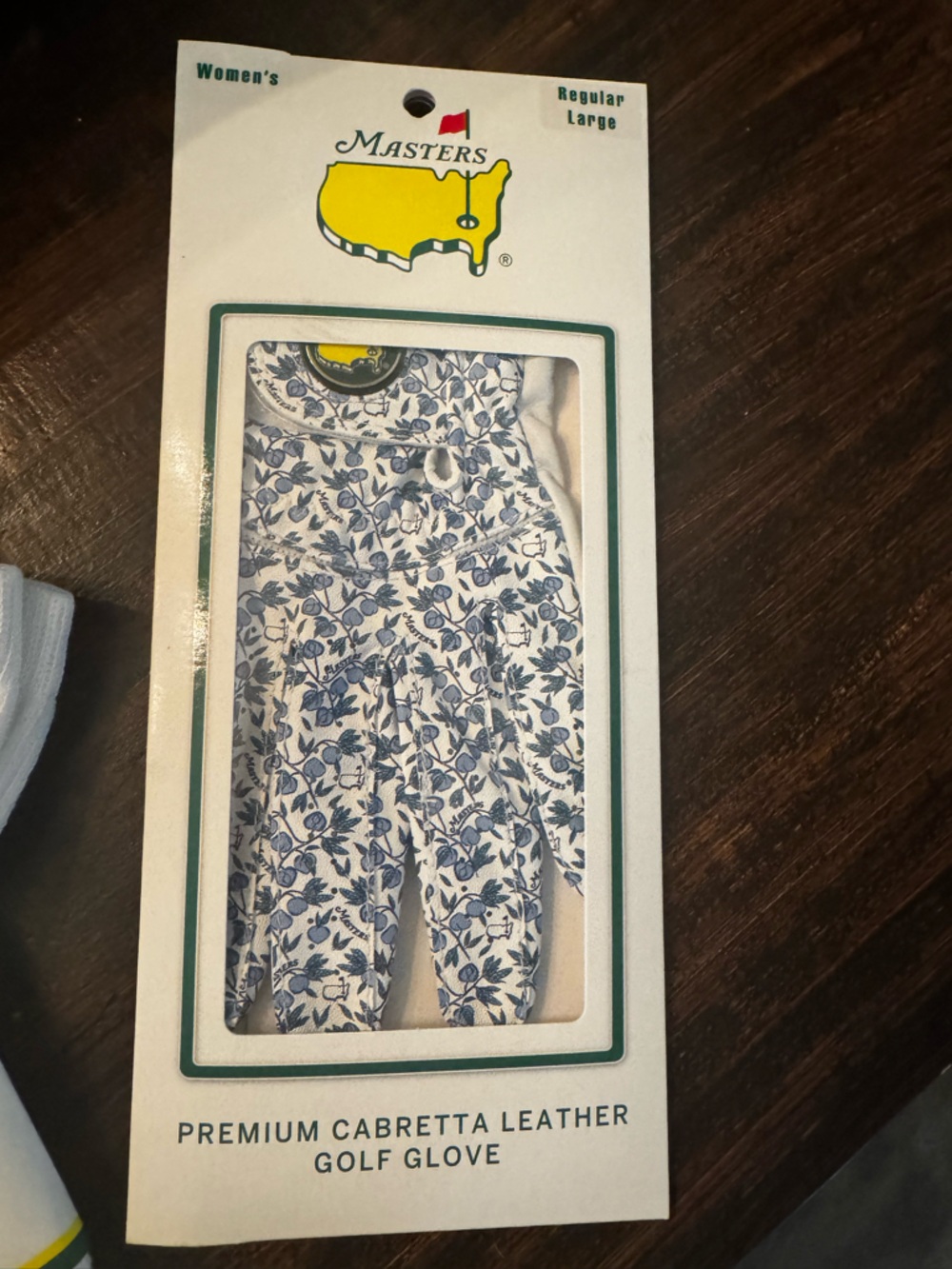 Masters Women's White and Blue Floral Premium Cabretta Leather Golf Glove